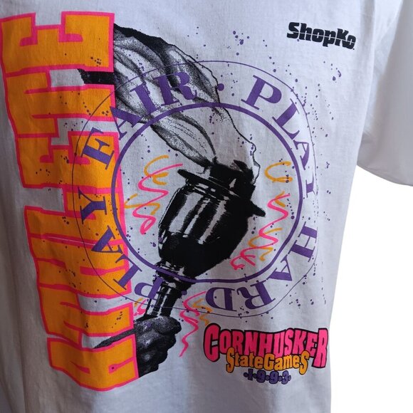 Vintage Mens T-shirt Single Stitch Large 1990's Nebraska Cornhusker State Games - Picture 2 of 5